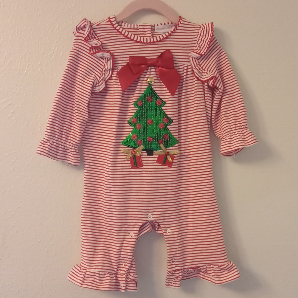 Bonnie Baby Red and White Striped Romper